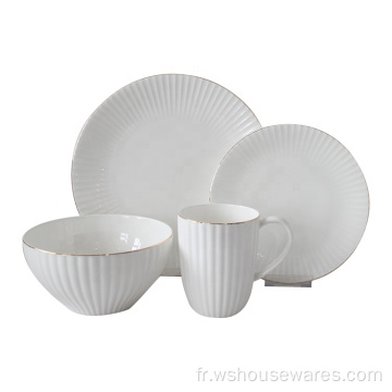 Ensembles de vaisselle en porcelaine blanche en porcelaine blanche de style occidental